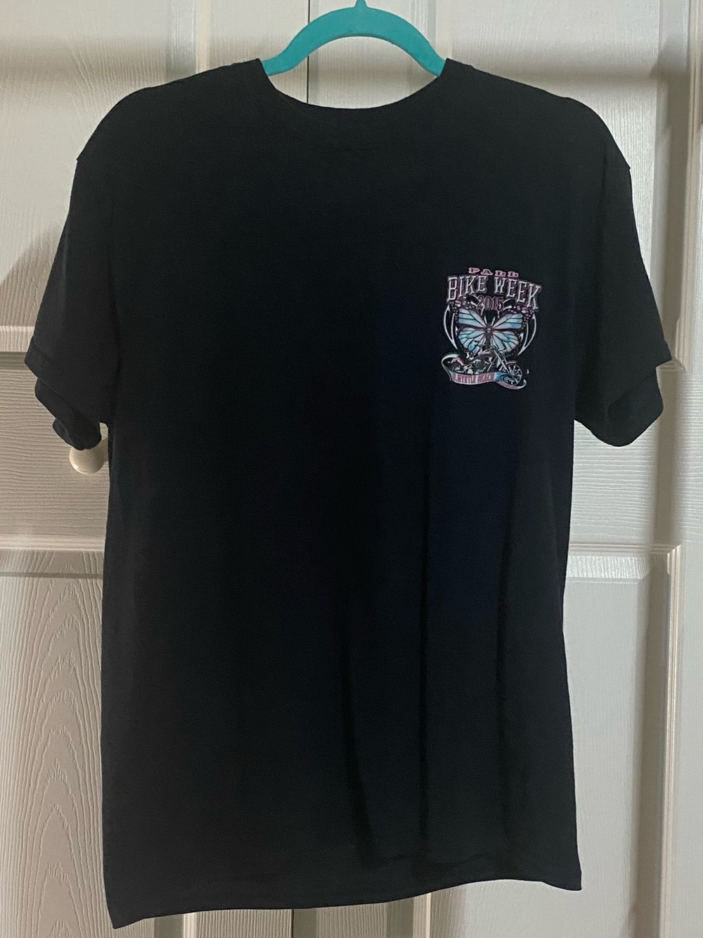 Black Short-Sleeve Bike Week Graphic Tee with Butterfly Chest Print